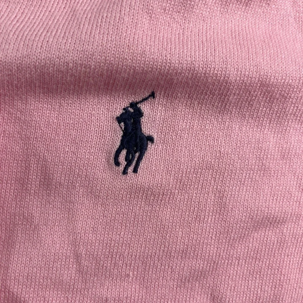 Polo Ralph Lauren Pink Pima Cotton V-Neck Sweater Mens Large Navy Pony Logo